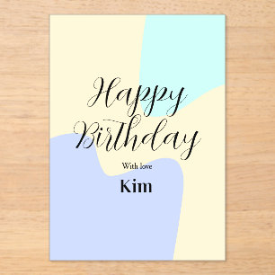 Yellow purple green happy birthday abstract pastel acrylic invitations