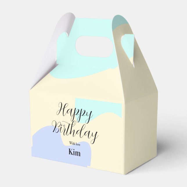 Yellow purple green happy birthday abstract pastel favor box (Front Side)