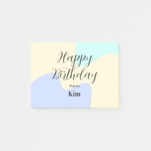 Yellow purple green happy birthday abstract pastel post-it notes