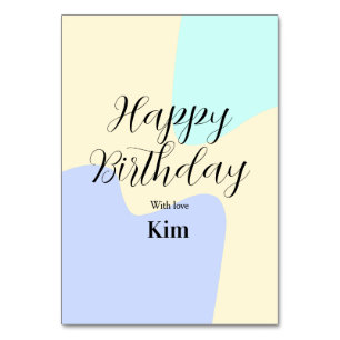 Yellow purple green happy birthday abstract pastel table number