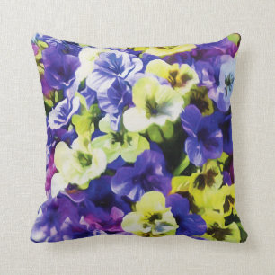 Yellow & Purple Pansies Throw Pillow