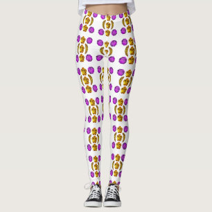 Yellow Purple Pattern Leggings