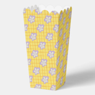 Yellow Purple Retro Daisy Floral Pattern Favor Box