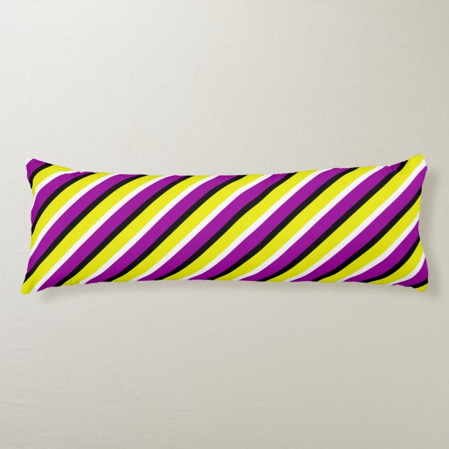 Yellow Purple Stripes Pattern Body Pillow (Front)