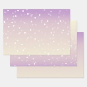 Yellow Purple White Bokeh Dots Birthday Wrapping Paper Sheet