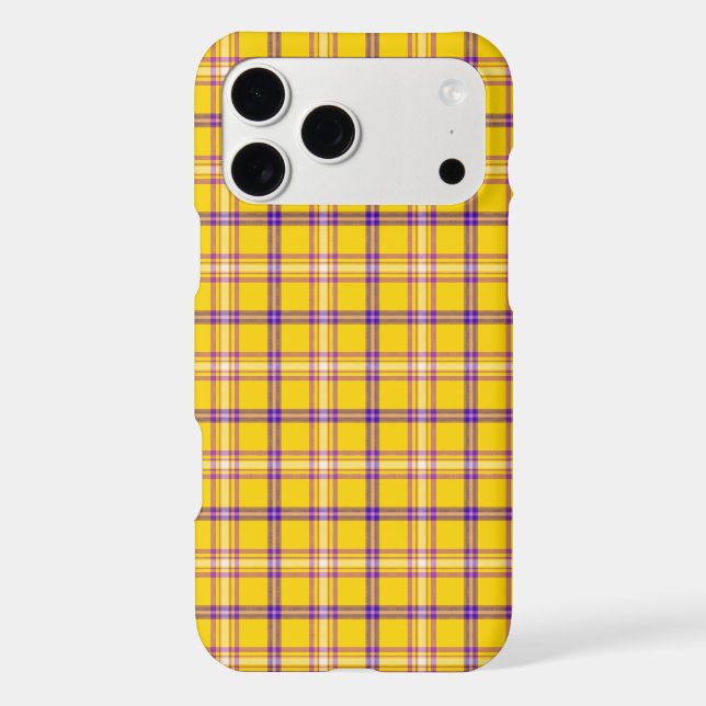Yellow Purple White Plaid Classic iPhone Case (Verso)