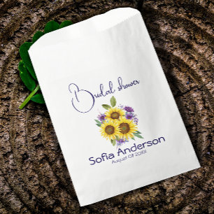 Yellow purple wildflower sunflower watercolor  favour bag
