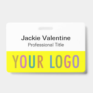 Yellow PVC Name Badge with Clip Reel or Lanyard