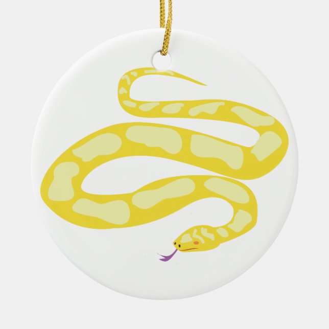 Yellow Python Ceramic Ornament (Front)