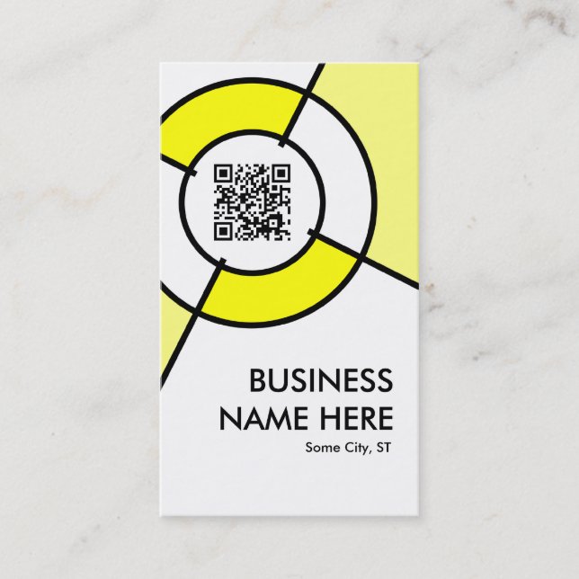 yellow QR code and logo target Business Card (Front)