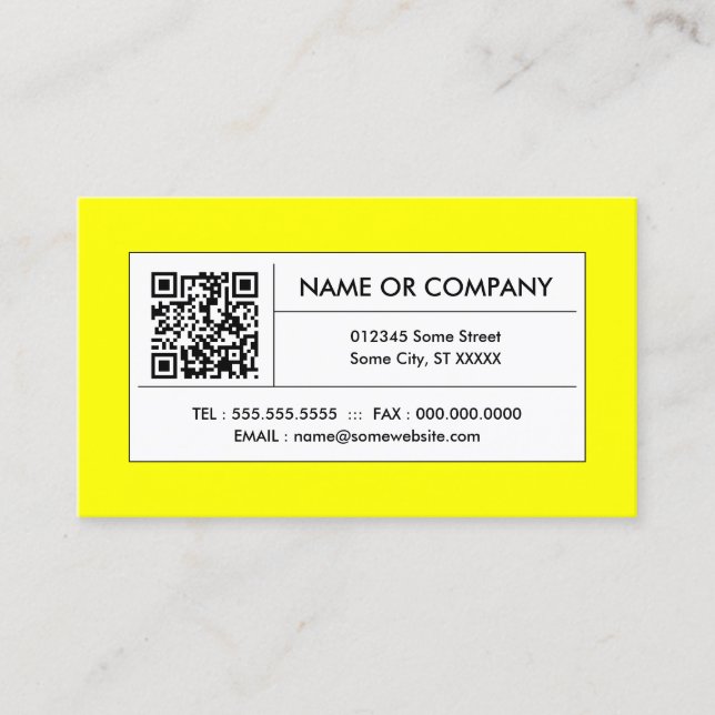 yellow QR code Business Card (Front)