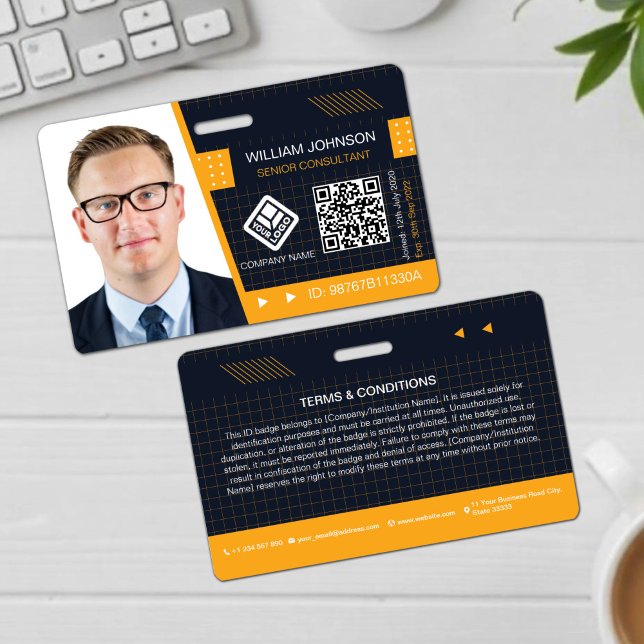 Yellow QR Code Photo ID Badge | Corporate Employee (Creator Uploaded)