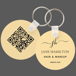 Yellow QR Code Promotional Business Keychain