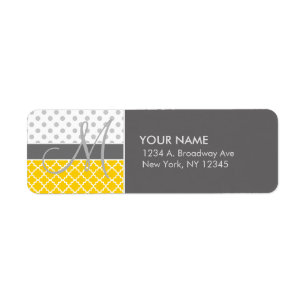 Yellow Quatrefoil and Grey Polka Dot Pattern