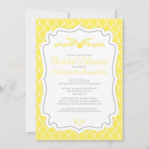 Yellow Quatrefoil Bridal Shower Invitations