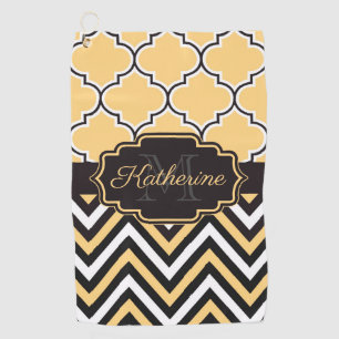 Yellow Quatrefoil Golf Towel