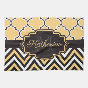 Yellow Quatrefoil Kitchen Towel