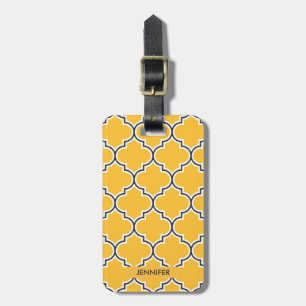 Yellow Quatrefoil Luggage Tag