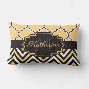 Yellow Quatrefoil Lumbar Pillow