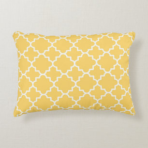 Yellow Quatrefoil Pattern Accent Pillow