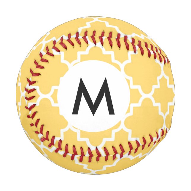 Yellow Quatrefoil Pattern Baseball (Front Left)