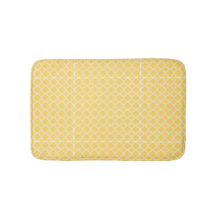 Yellow Quatrefoil Pattern Bath Mat