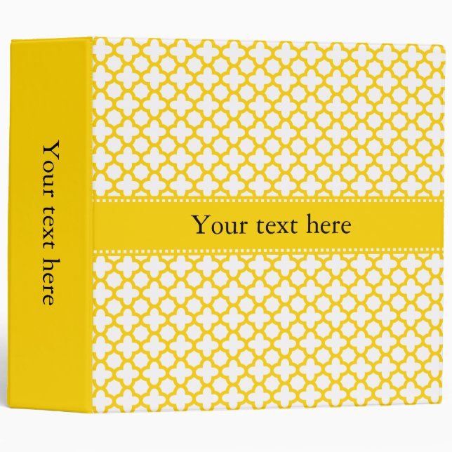 Yellow Quatrefoil Pattern Binder (Front/Spine)