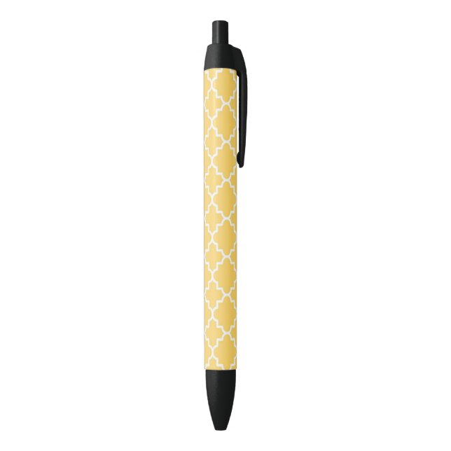 Yellow Quatrefoil Pattern Black Ink Pen (Bottom (Vertical))