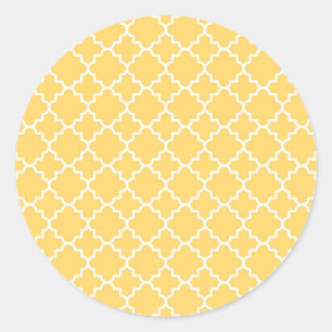 Yellow Quatrefoil Pattern Classic Round Sticker