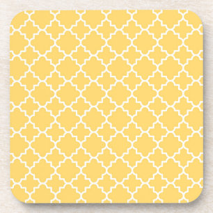 Yellow Quatrefoil Pattern Coaster