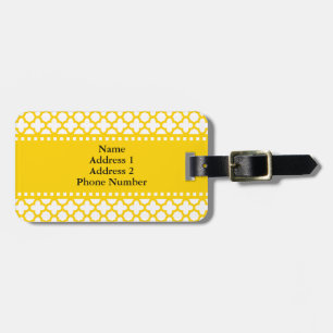 Yellow Quatrefoil Pattern Luggage Tag
