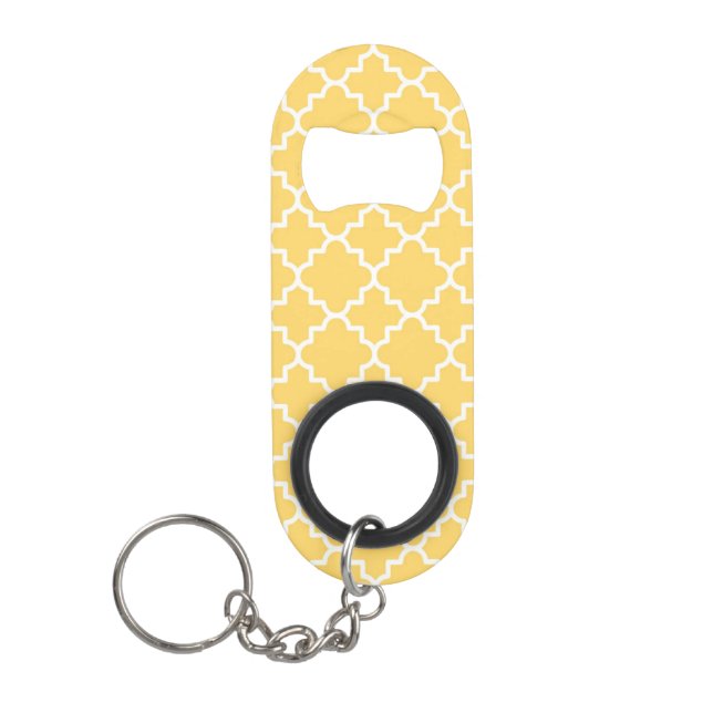 Yellow Quatrefoil Pattern Mini Bottle Opener (Front)