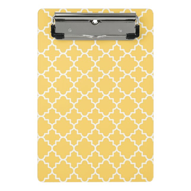 Yellow Quatrefoil Pattern Mini Clipboard (Front)