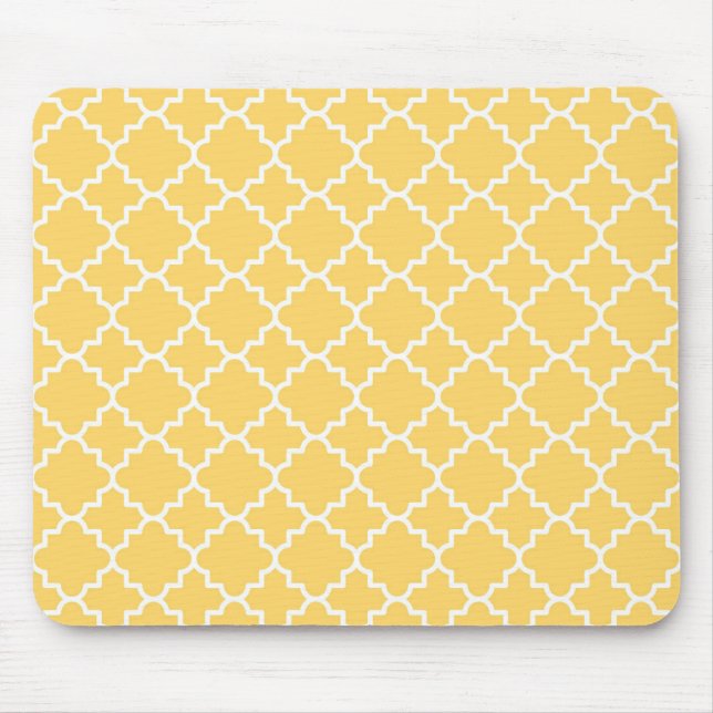 Yellow Quatrefoil Pattern Mouse Pad (Front)