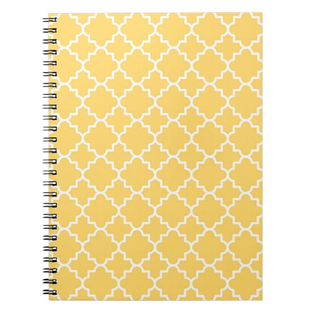 Yellow Quatrefoil Pattern Notebook (Front)