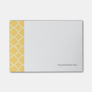 Yellow Quatrefoil Pattern Post-it Notes