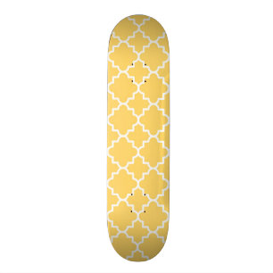 Yellow Quatrefoil Pattern Skateboard