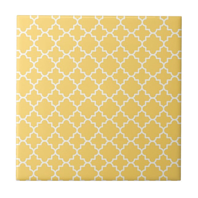 Yellow Quatrefoil Pattern Tile (Front)