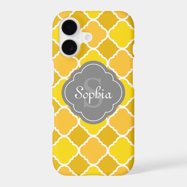 Yellow Quatrefoil Pattern with Grey Monogram (Back)