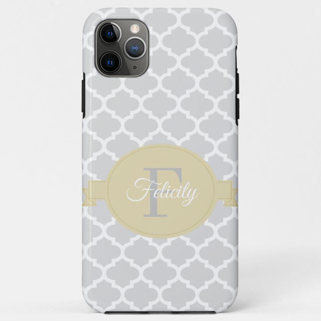 Yellow Quatrefoil Personalized Case-Mate iPhone Case (Back)