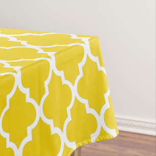 Yellow Quatrefoil Tiles Pattern Tablecloth