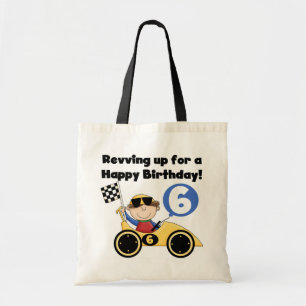 Yellow Race Car 6th Birthday Tshirts and Gifts Tote Bag