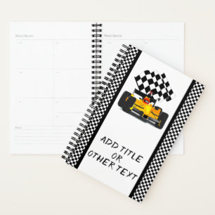 Yellow Race Car Checkered Flag Planner