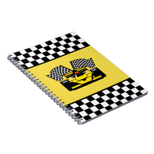 Yellow Race Car: Chequered Flag Notebook
