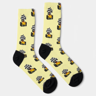 Yellow Race Car - Chequered Flag Sports Socks