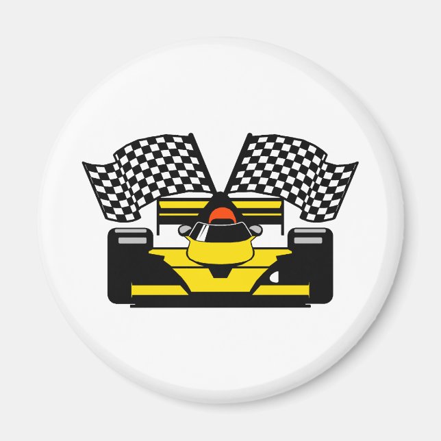 YELLOW RACE CAR MAGNET (Front)