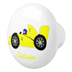 Yellow Racing Car Design Ceramic Knob