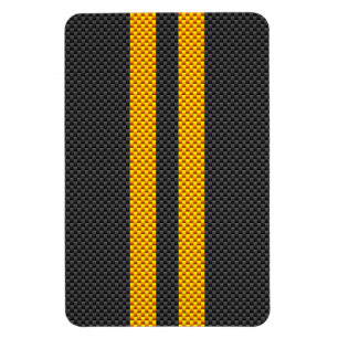Yellow Racing Stripes Carbon Fibre Style Magnet