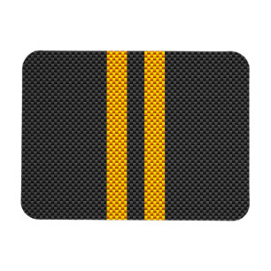 Yellow Racing Stripes Carbon Fibre Style Magnet