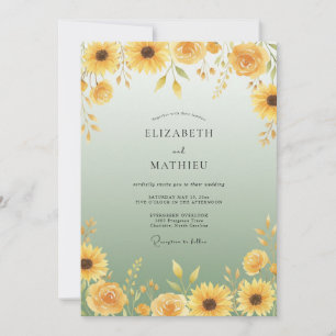 Yellow Radiant Sunflower Summer Wedding Invitation